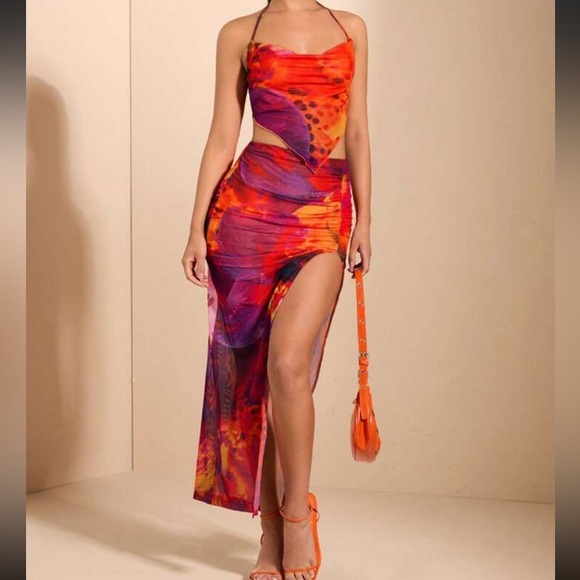 Vibrant Orange and Purple Women's Matching Set - Picture 3 of 6